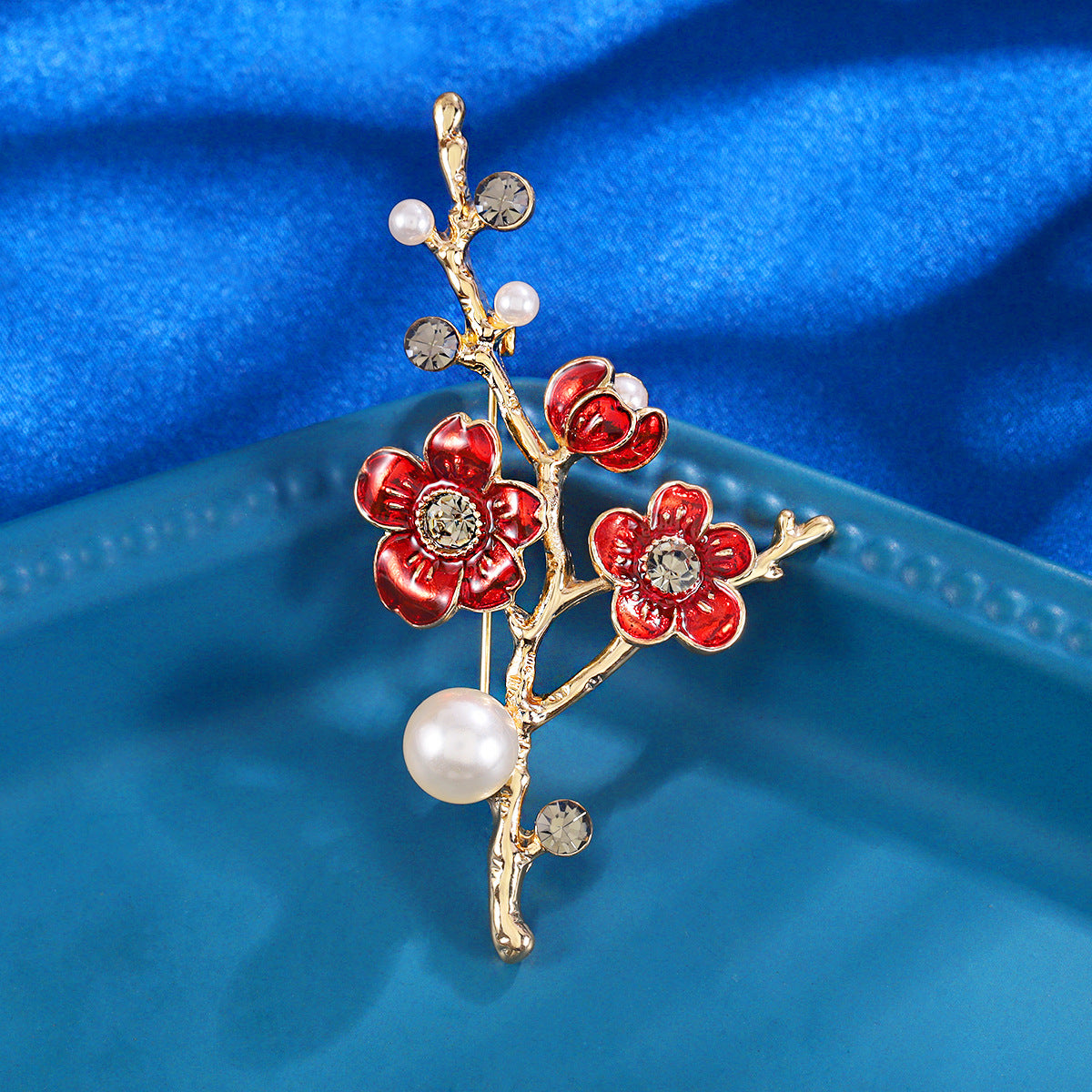 Red Plum Blossom Brooch