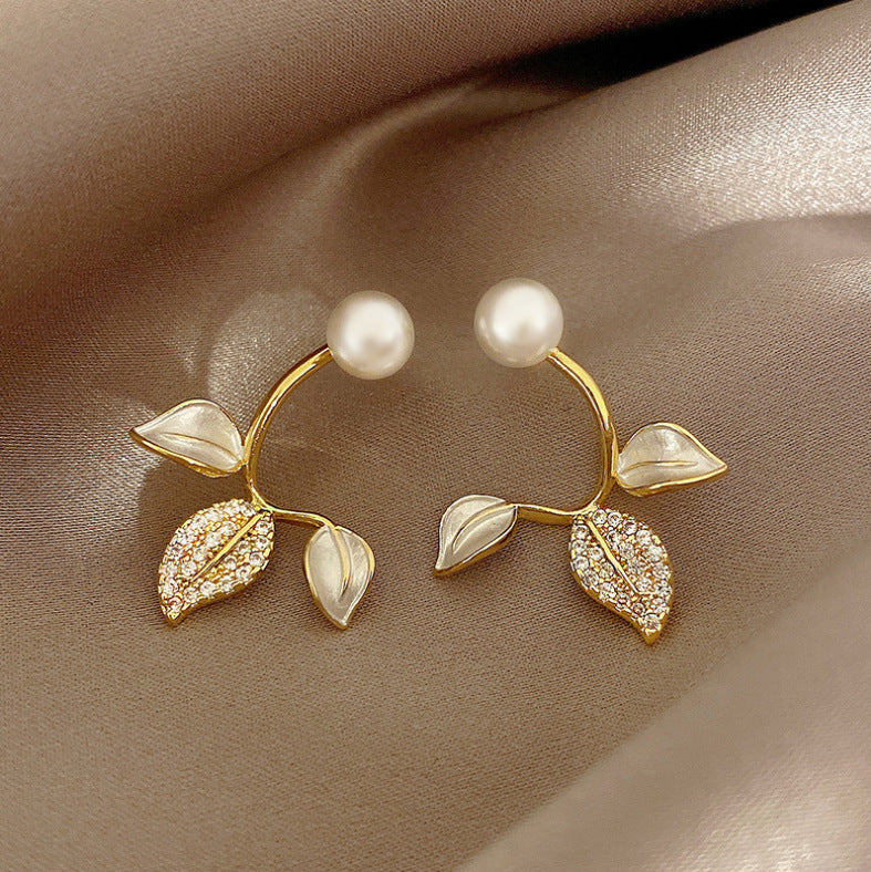 Pearl Leaf Earrings for Women