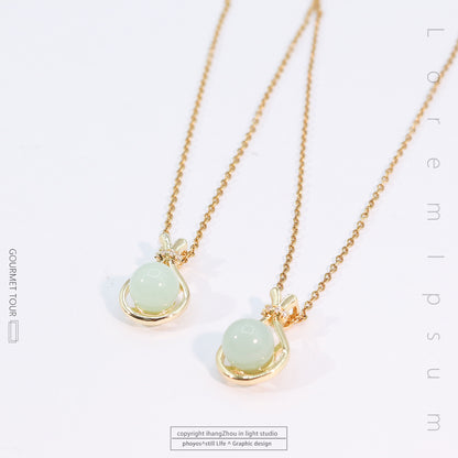 Imitation Hetian jade titanium steel necklace