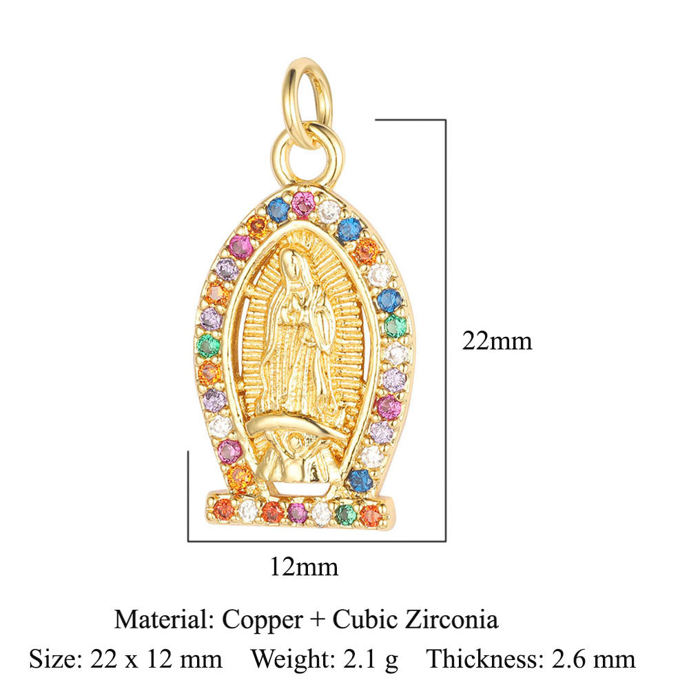 Copper zircon Virgin Mary pendant pendant