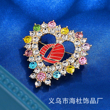 Love Rhinestone Brooch Alloy