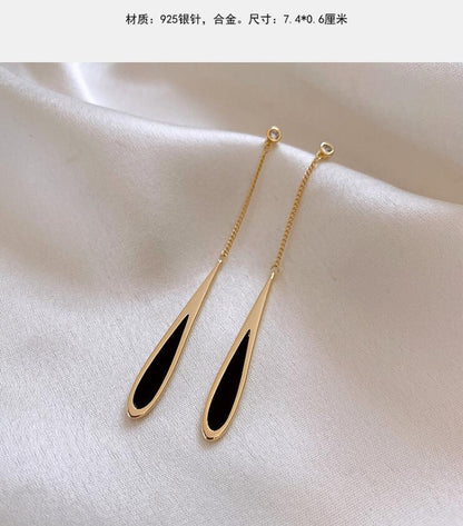 Silver Needle Diamond Drip Oil Drop Earrings