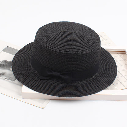 Sombrero de paja vintage coreano con lazo 