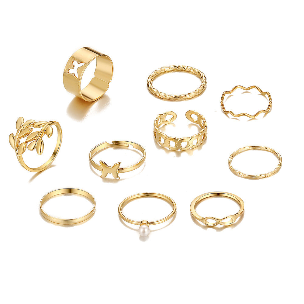 Niche Butterfly Ring 10-piece Set