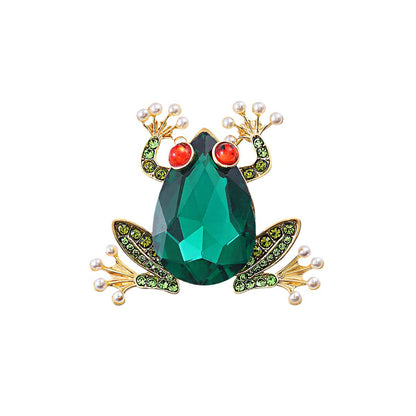 Emerald Crystal Frog Brooch