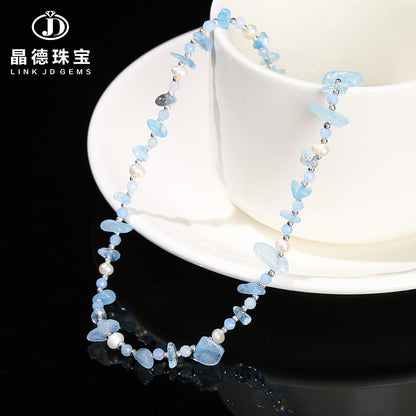 Natural Aquamarine Gravel Necklace