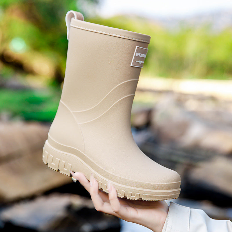 Medium rain boots fixed fleece to keep warm