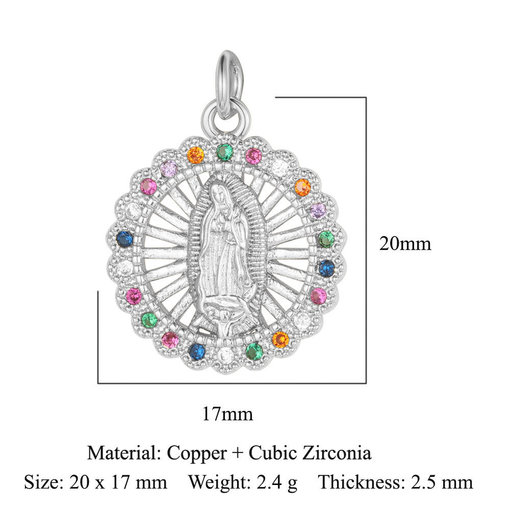 Colgante de collar con cruz de virgen de cobre y circonita 