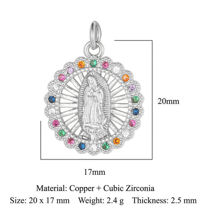 Colgante de collar con cruz de virgen de cobre y circonita 