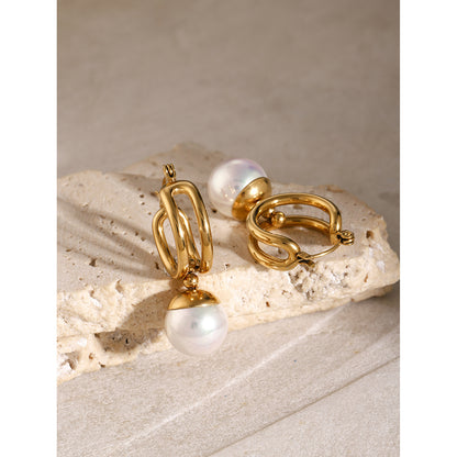 Round Plastic Pearl Earrings