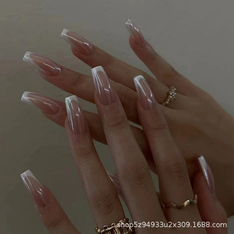 French Ballet White Fake Nails 24 Pieces