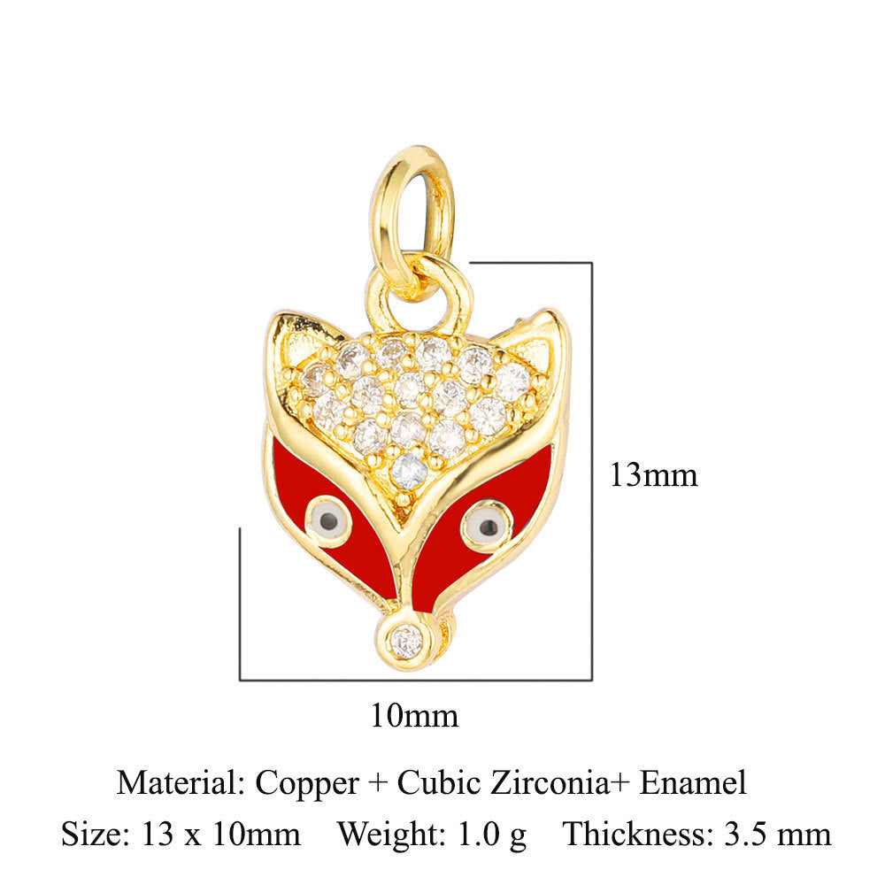 Copper zircon DIY animal necklace bracelet pendant