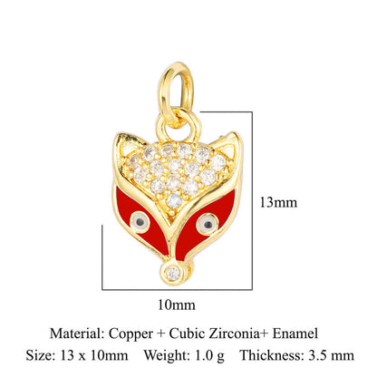 Copper zircon DIY animal necklace bracelet pendant