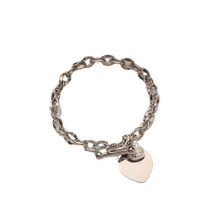 Simple Heart Titanium 18k Gold Bracelet with T-Clasp