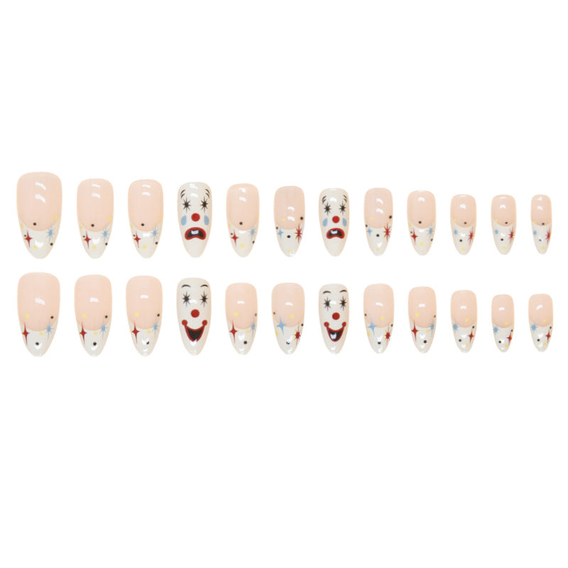 Clown Mask Short Almond Detachable Fake Nails