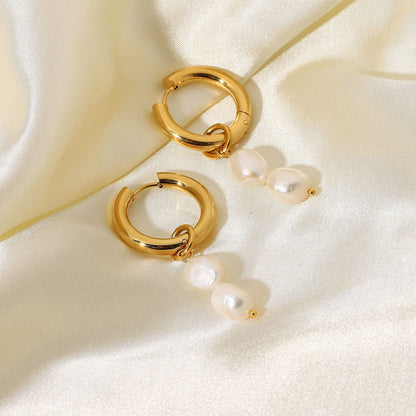 Double Freshwater Pearl Drop Earrings