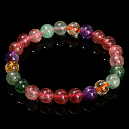 Pulsera de cristal de fresa y turmalina natural 