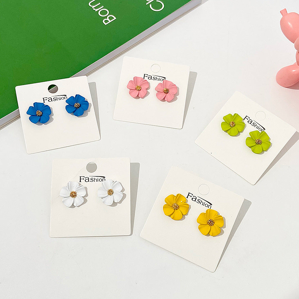 Flower stud earrings girlish temperament