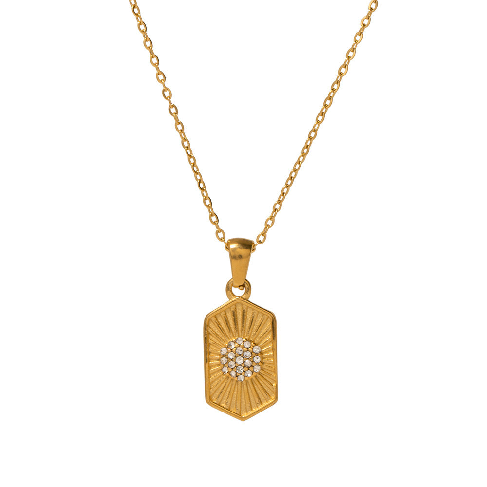 Czech Diamond Geometric Pendant Necklace