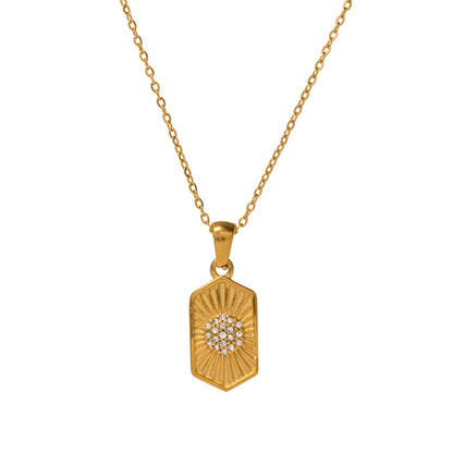 Czech Diamond Geometric Pendant Necklace