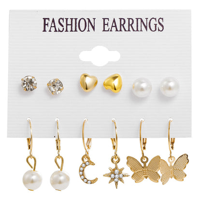 Retro style earrings set 5 pieces