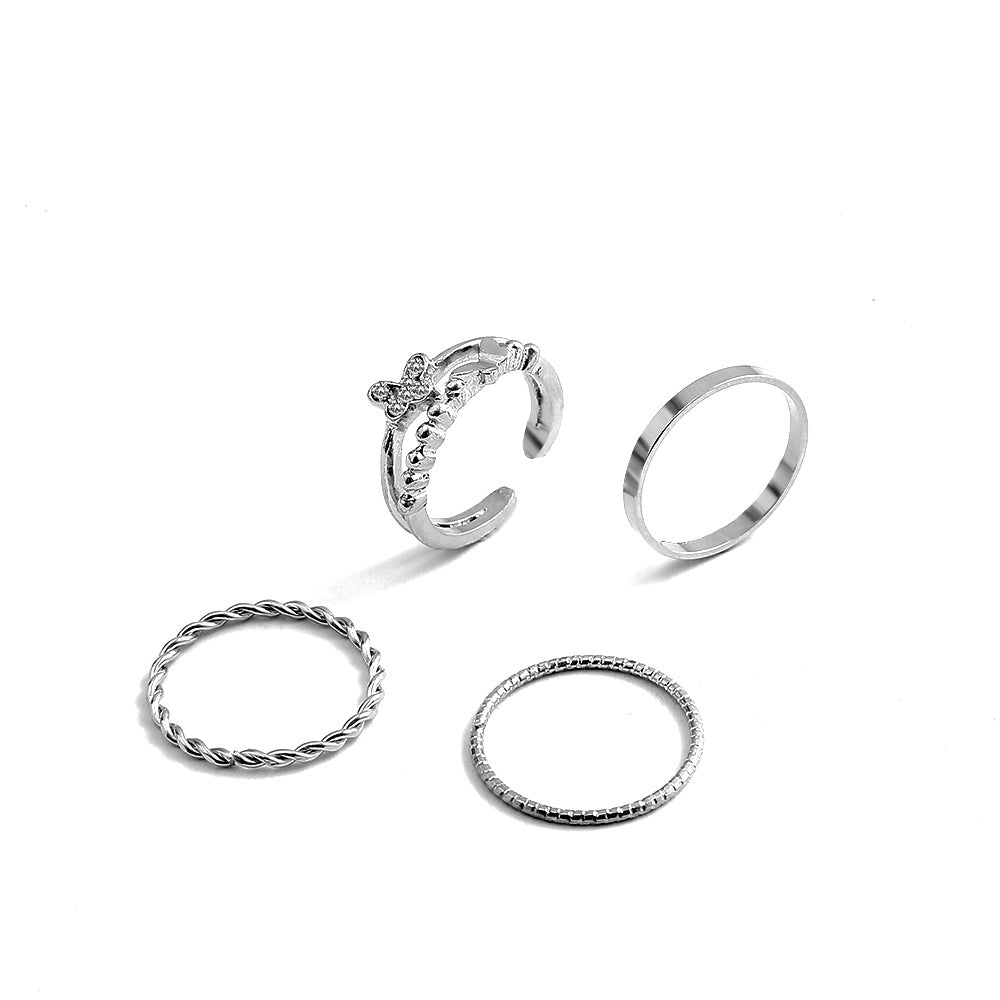 Butterfly four-piece ring set