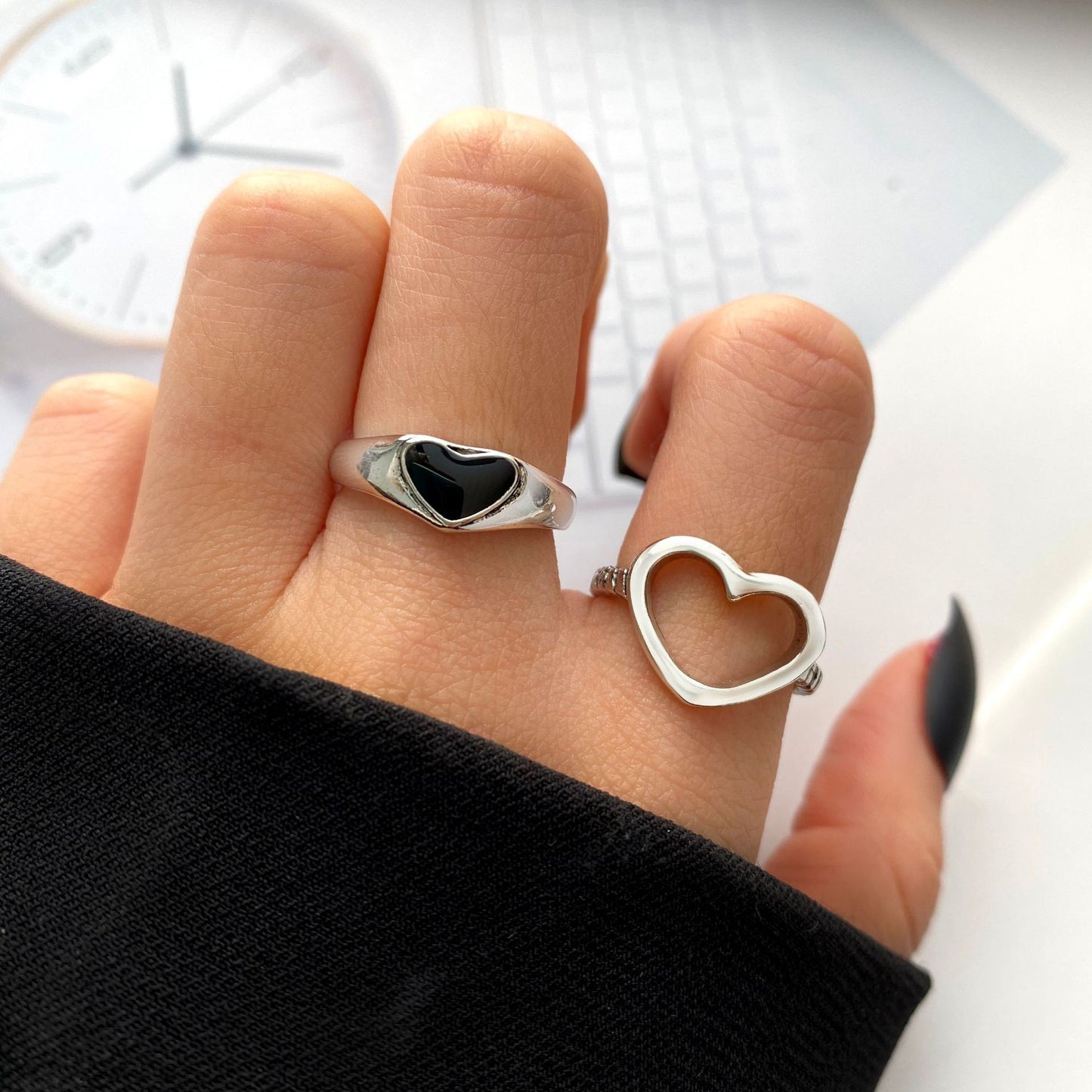 Open Heart Ring 5-piece Hollow