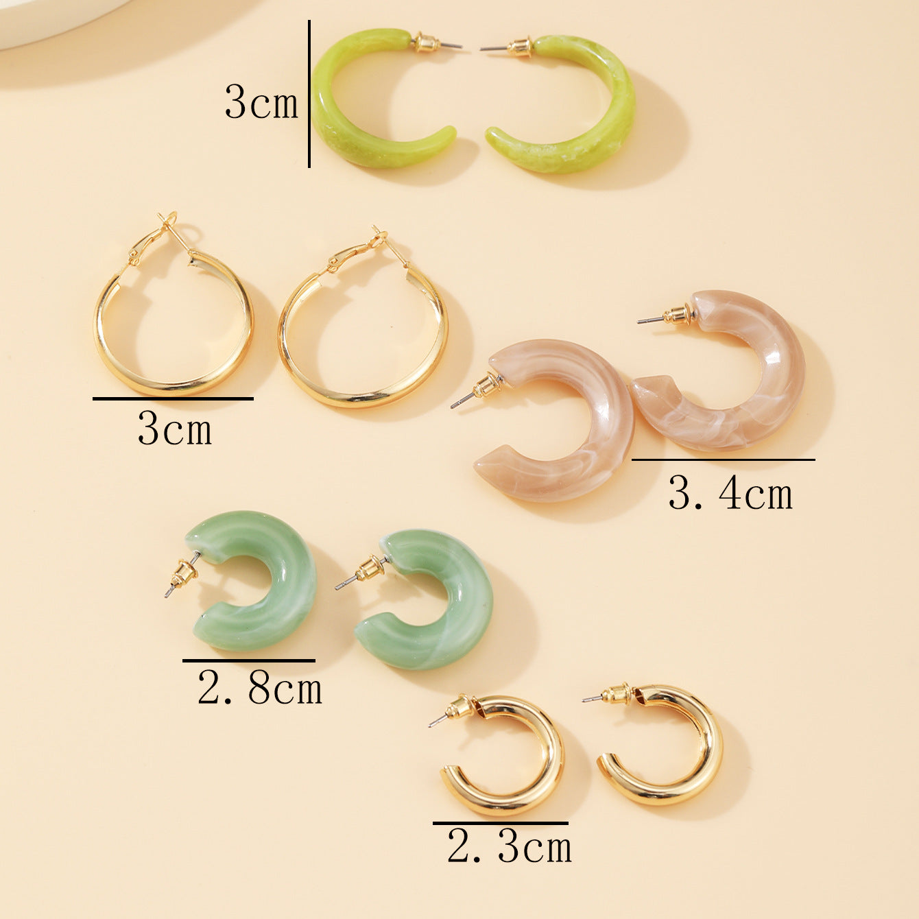 Earrings set 5 pairs of acrylic earrings