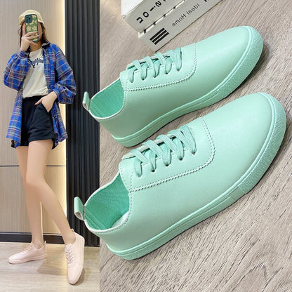 Candy color flat white shoes