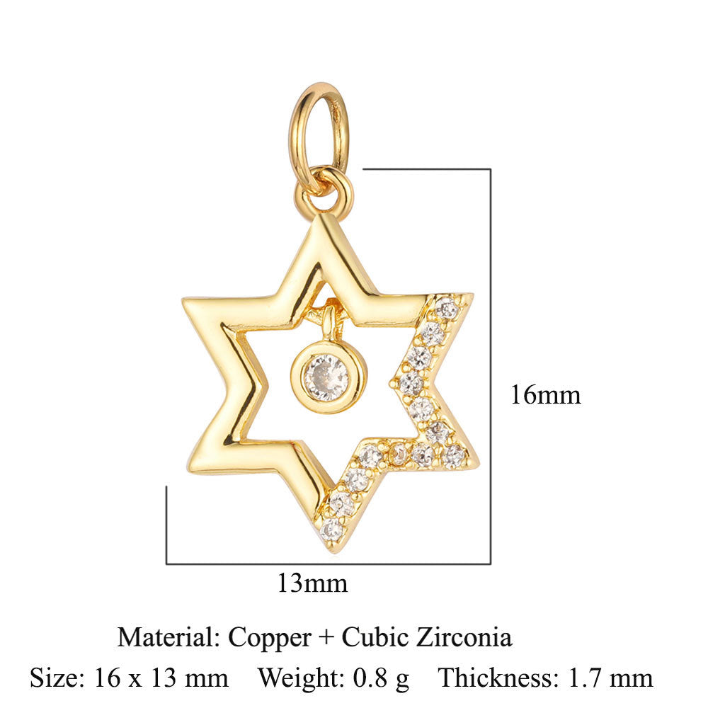 Star of David Copper Zirconia Pendant