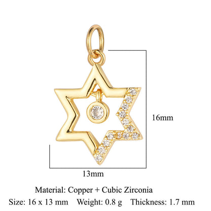 Star of David Copper Zirconia Pendant