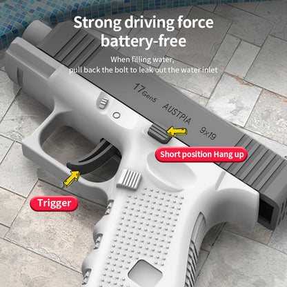 Mini Glock-style Water Pistol with Recoiling Action, Linked Automatic Shooting, Children's Toy Ages 3-8