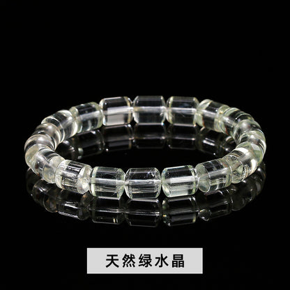 Natural gradual change green crystal round tube bracelet