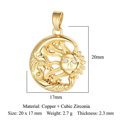 Sun Moon Star Universe Copper Zircon Pendant