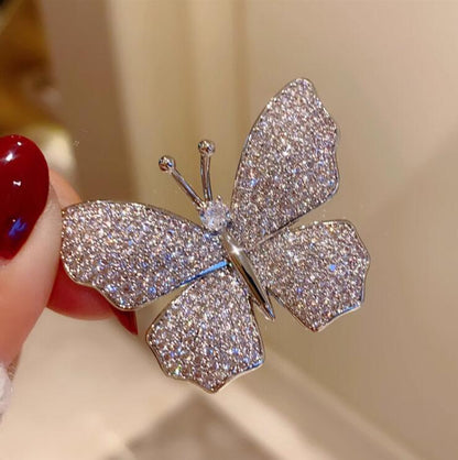 Delicate Butterfly Brooch Full of Diamonds