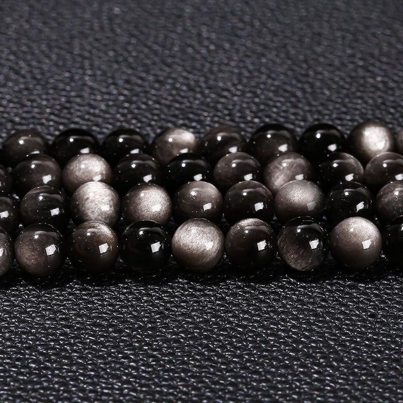 7A natural binocular silver obsidian loose beads