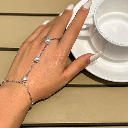 Chain imitation pearl metal bracelet