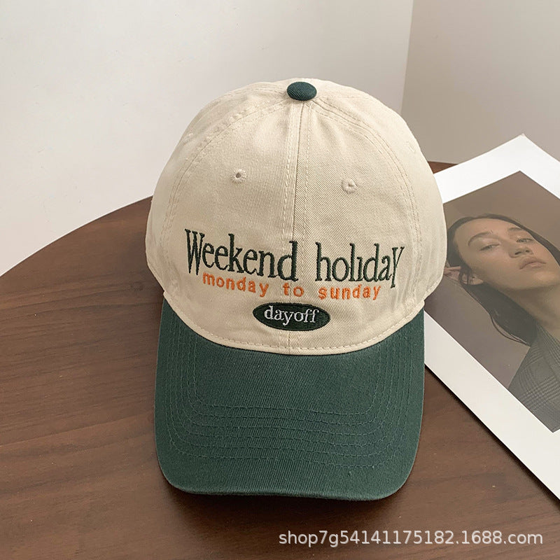 Wide Brim Retro Colorblock Baseball Cap