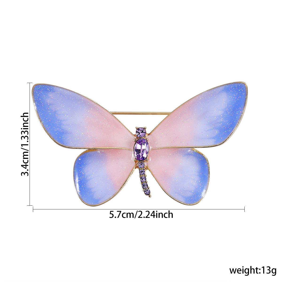 Gradual change pink butterfly brooch