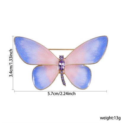 Gradual change pink butterfly brooch