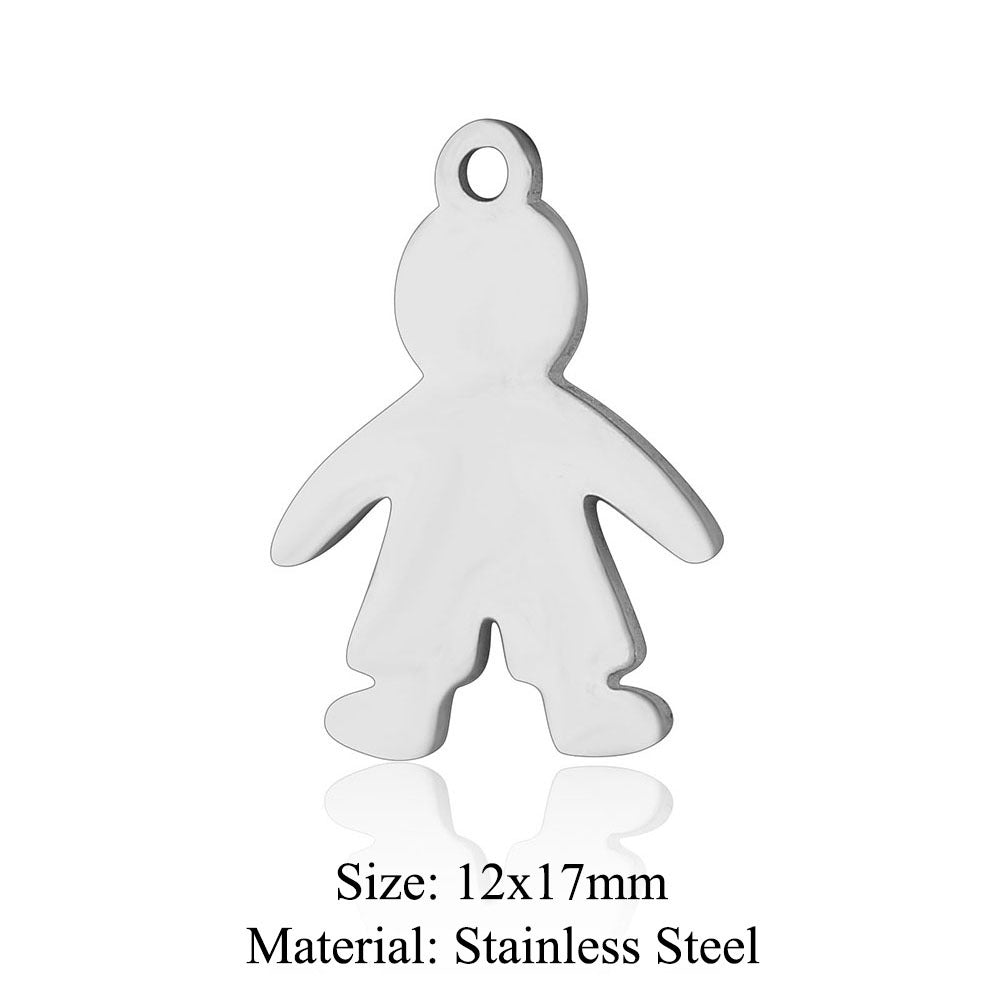 5Pcs/Pack Boy Girl Titanium Steel Pendant Family DIY