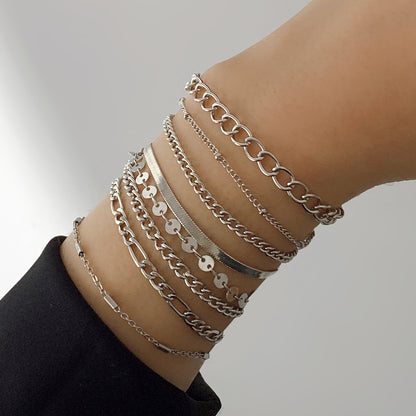 Metal wind full diamond punk chain set bracelet