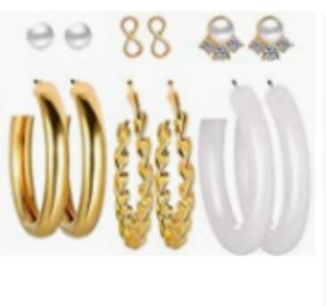 Metal Hoop Earrings Set 6 Pieces