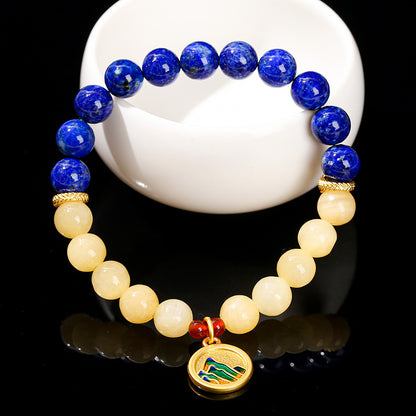 Natural lapis lazuli topaz round bead bracelet