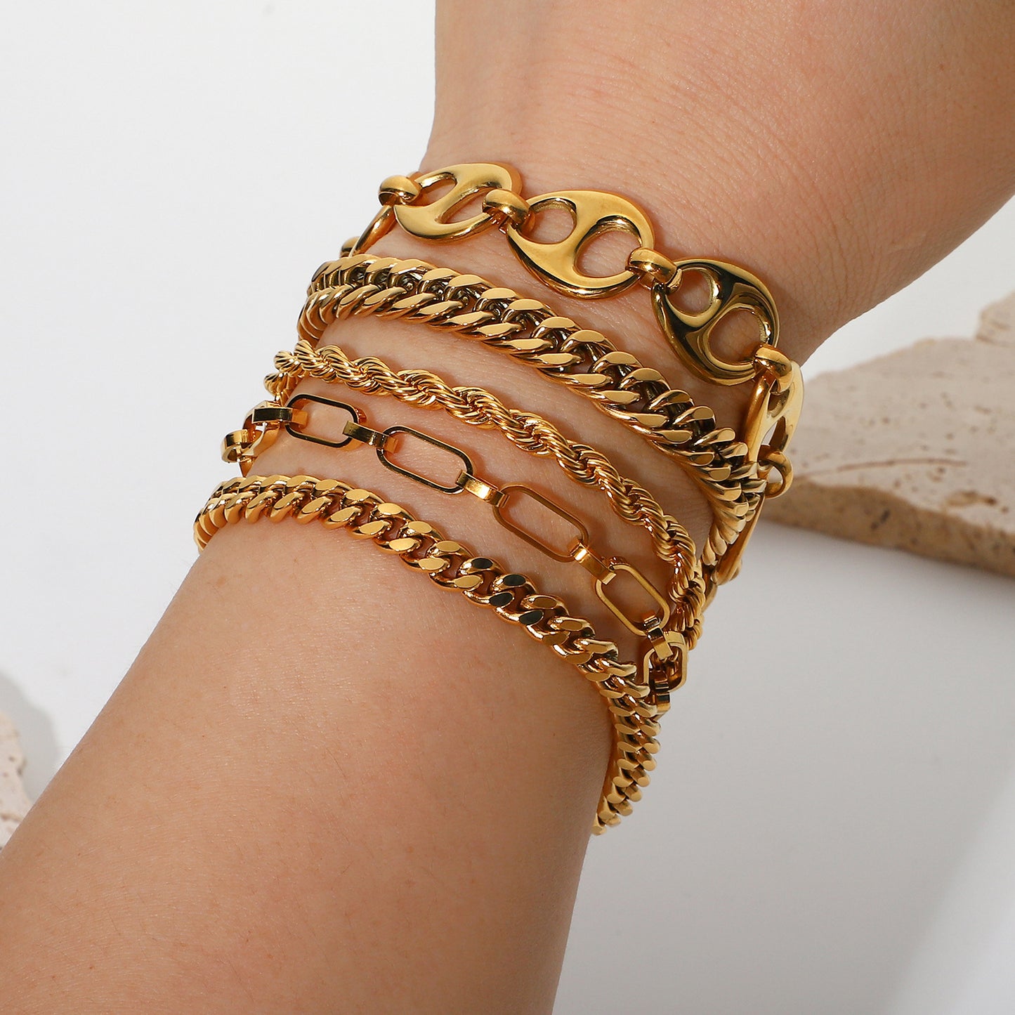 Snake stacking 18K gold-plated bracelet