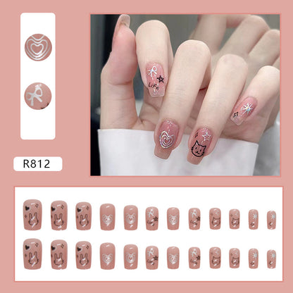 Heart Star Bunny Medium-Length Fake Nails