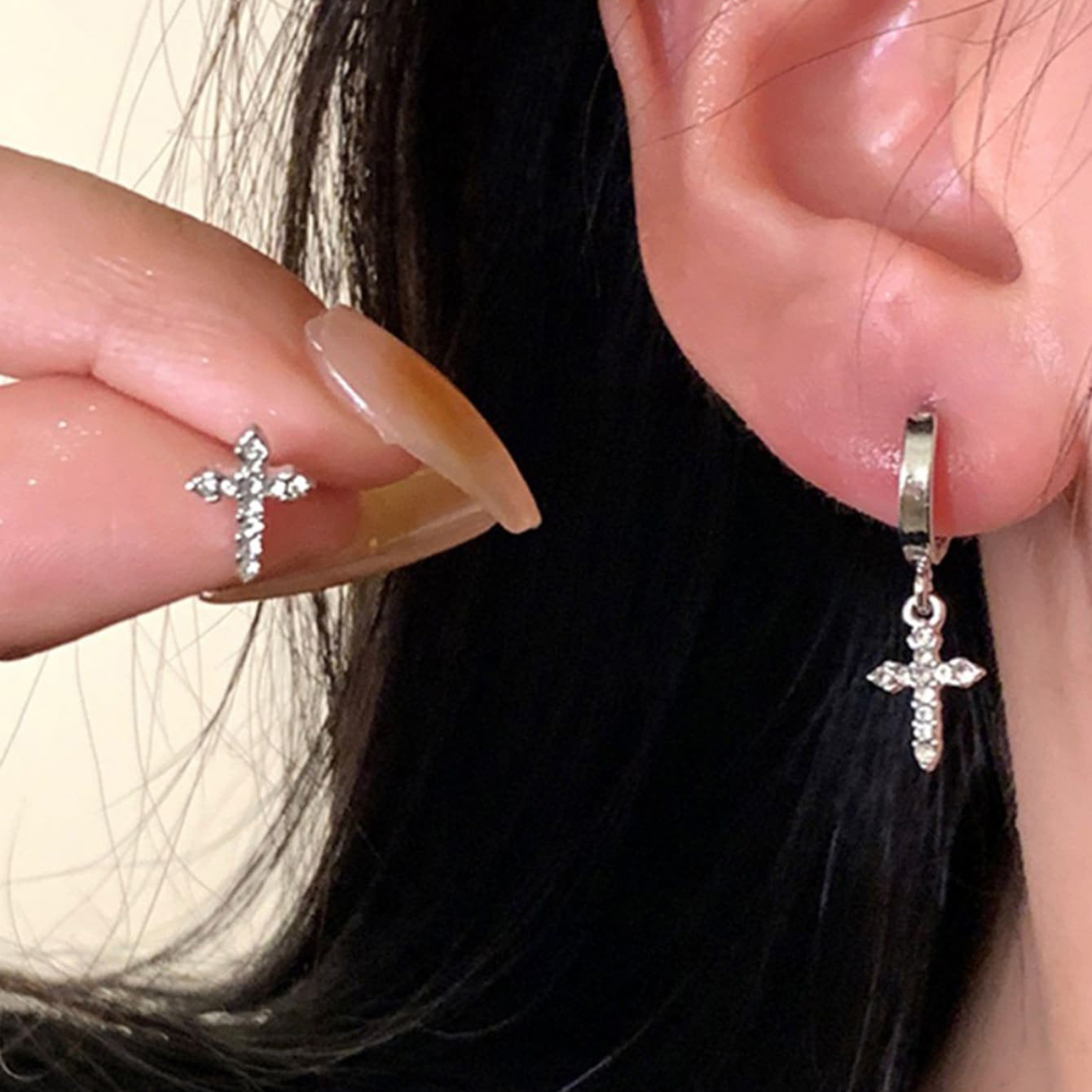 punk cross earrings