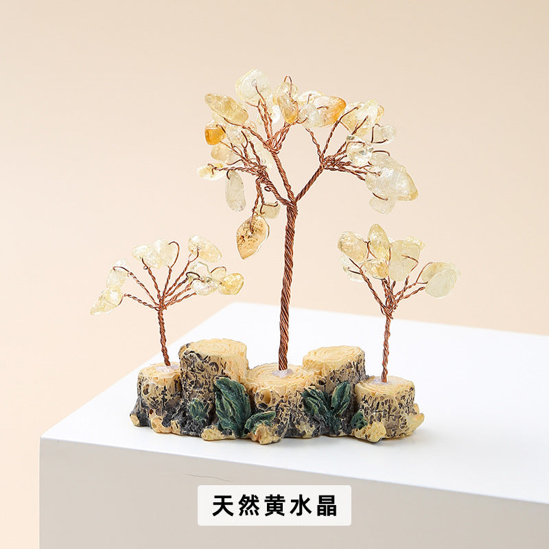 Colorful natural crystal gravel fortune tree ornament