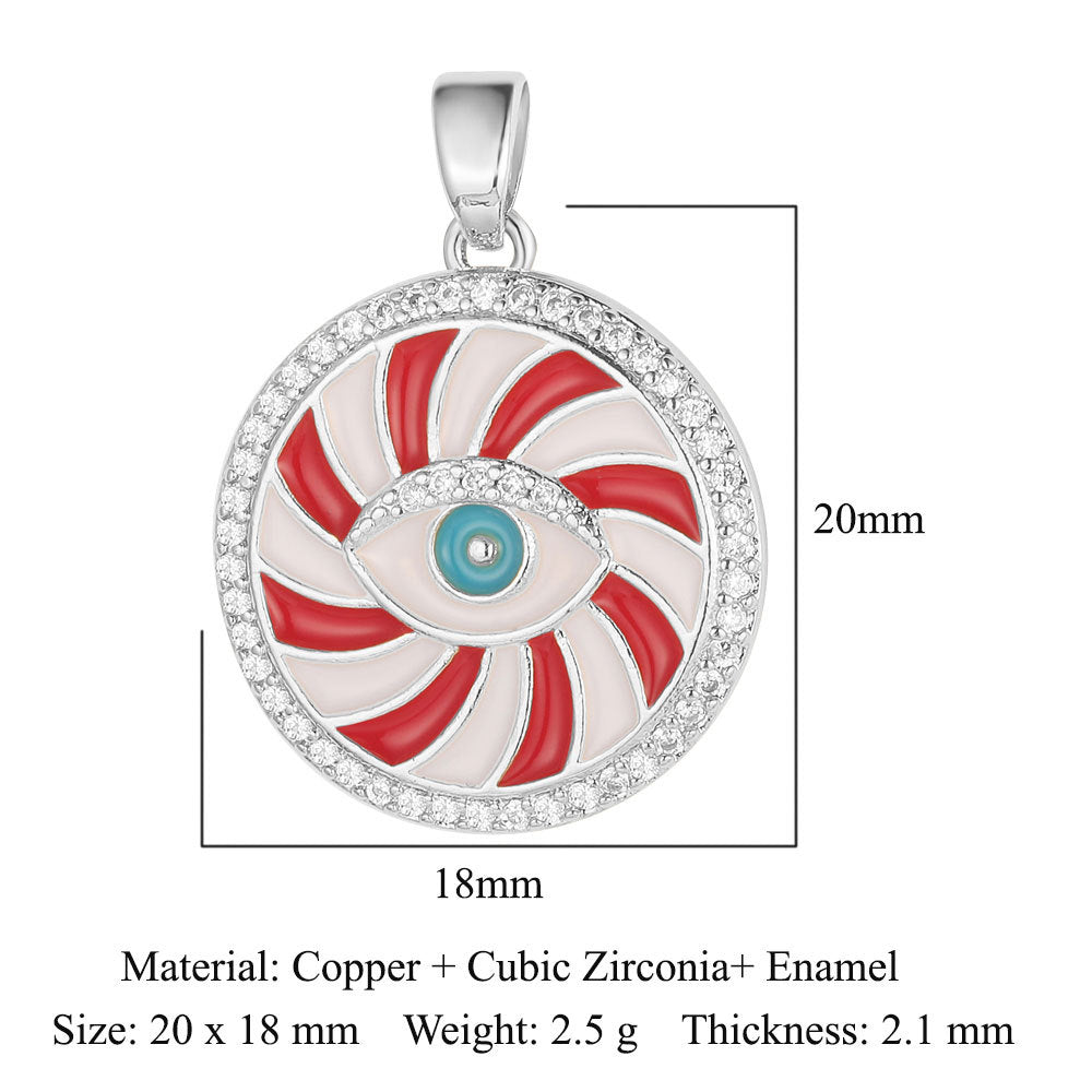 3 pcs/bag, Blessed Virgin Sun Eye Copper Zircon Pendant.