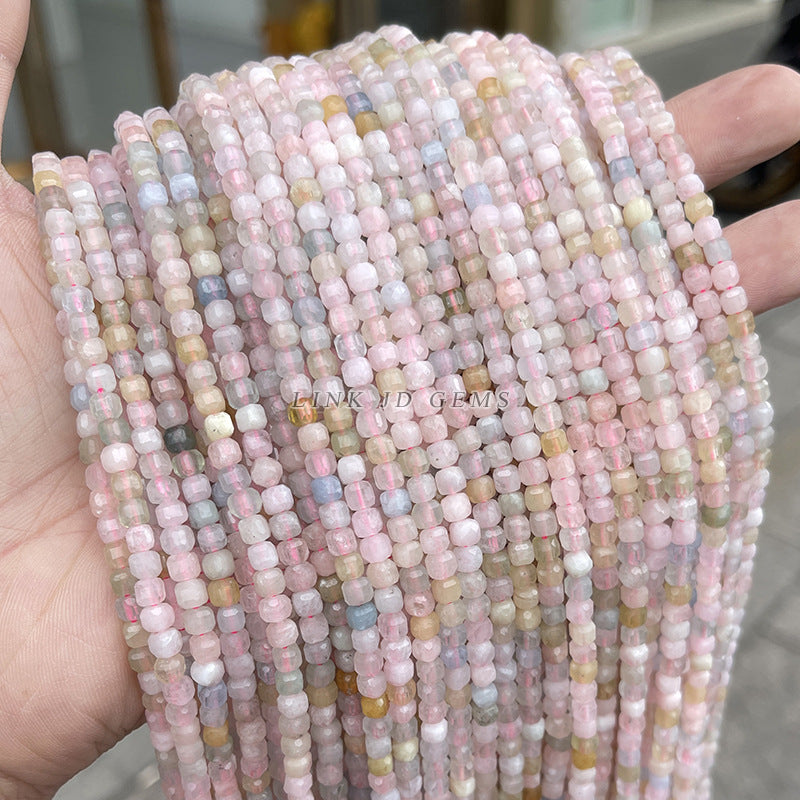 4-5Mm natural morganite faceted square loose beads